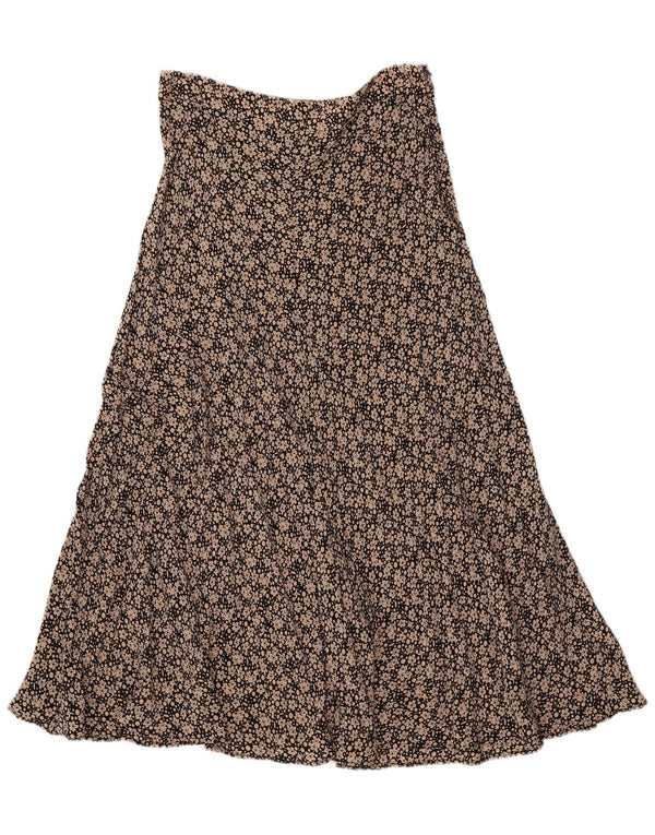 Zara Womens High Waist Midi Skirt Large W31  Black Floral
