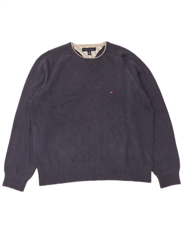 Tommy Hilfiger Mens Crew Neck Jumper Sweater Large Navy Blue Classic