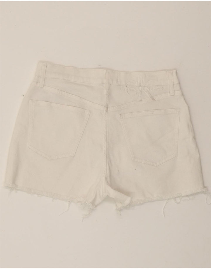 CALVIN KLEIN Womens Denim Shorts W30 Medium White Cotton