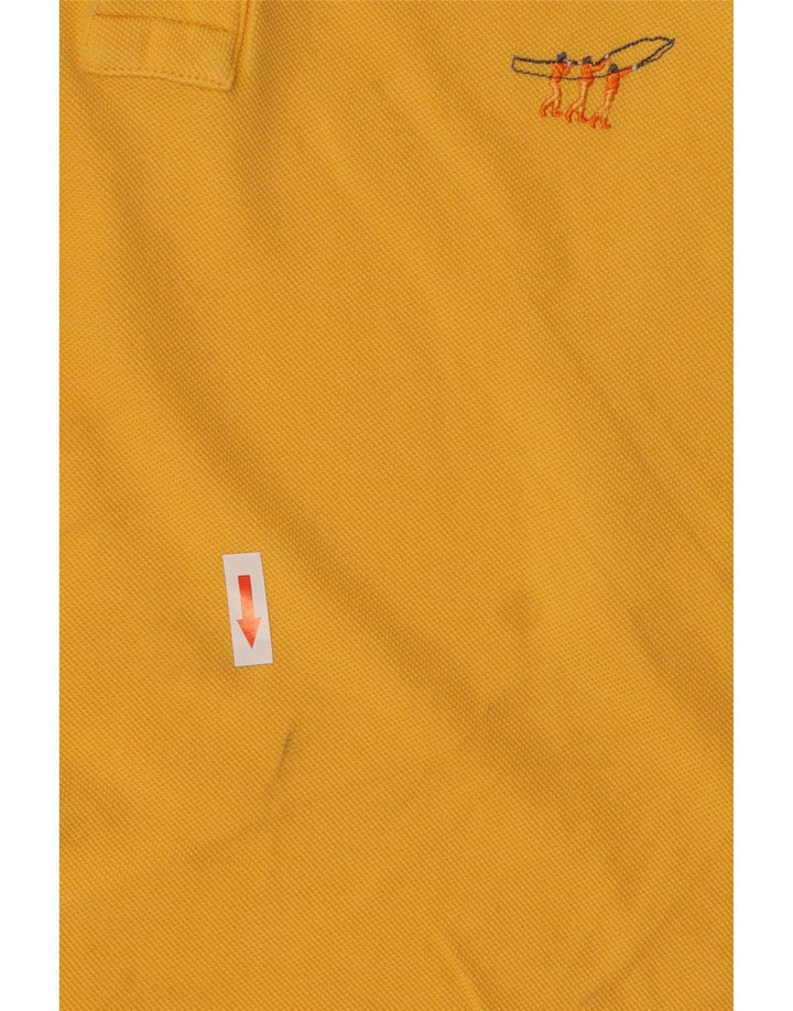 HENRY COTTONS Mens Polo Shirt Large Yellow Cotton