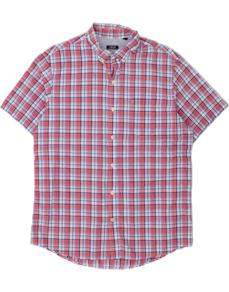 IZOD Mens Short Sleeve Shirt Medium Red Check Cotton Vintage Izod and Second-Hand Izod from Messina Hembry 