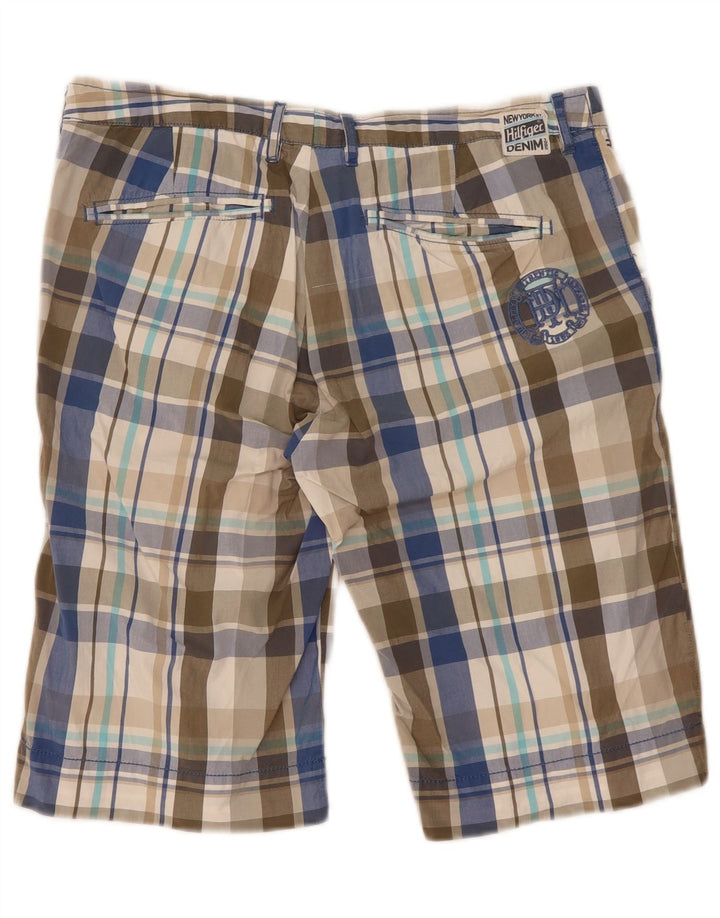 Tommy Hilfiger Mens Chino Shorts W34 Large Multicoloured Plaid Cotton