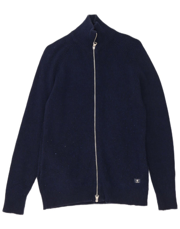 Jack & Jones Mens Cardigan Sweater Medium Navy Blue Cotton