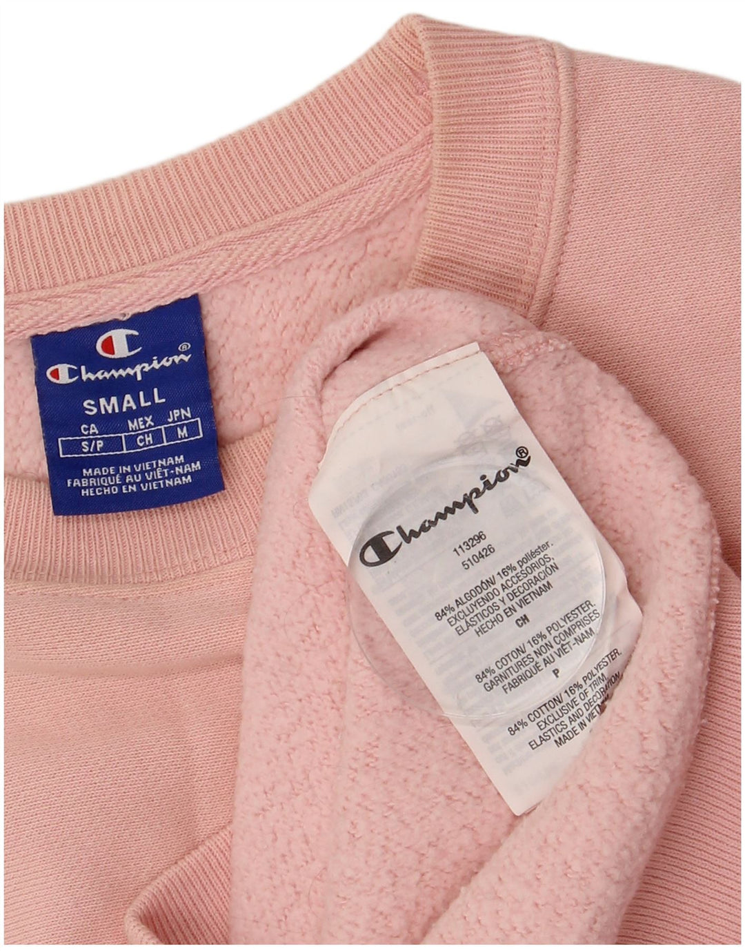 Champion Womens Oversized Sweatshirt Jumper UK 10 Small Pink Cotton