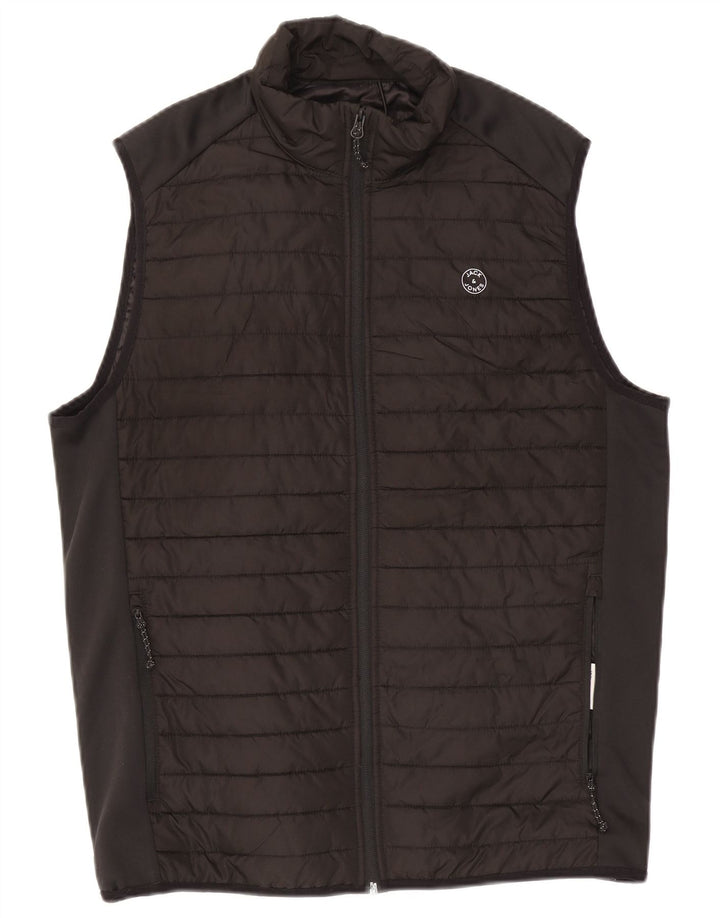 Jack & Jones Mens Padded Gilet UK 40 Large Black Colourblock Polyester