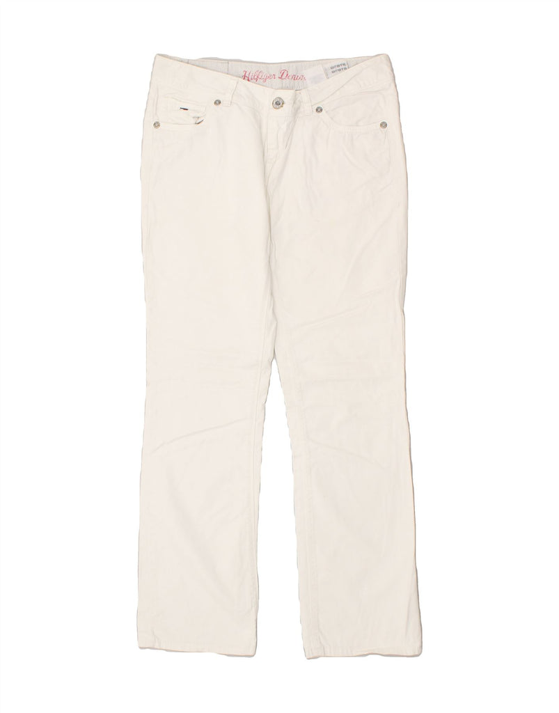 TOMMY HILFIGER Womens Straight Casual Trousers W34 L31 Off White Cotton | Vintage Tommy Hilfiger | Thrift | Second-Hand Tommy Hilfiger | Used Clothing | Messina Hembry 