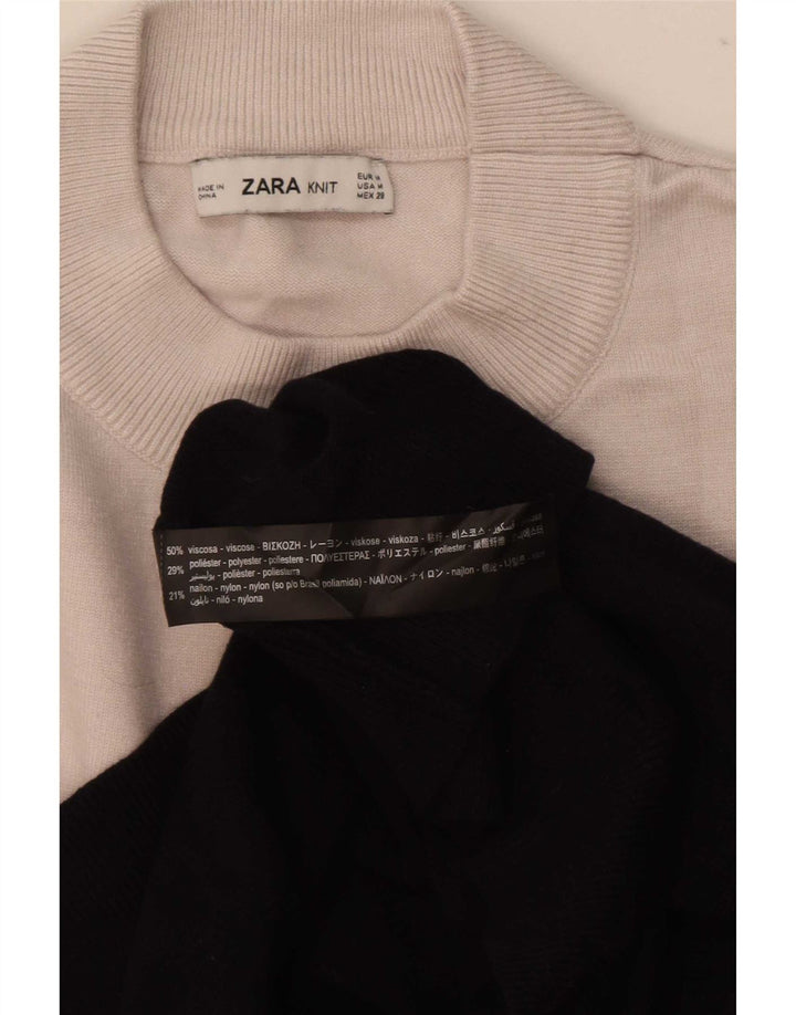 Zara Womens Turtle Neck Jumper Sweater UK 14 Medium Black Colourblock