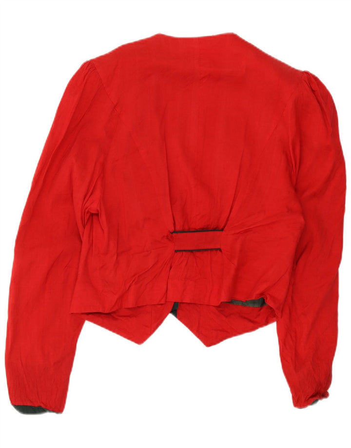 Vintage Womens Crop 3 Button Blazer Jacket IT 44 Medium Red Acetate Heart