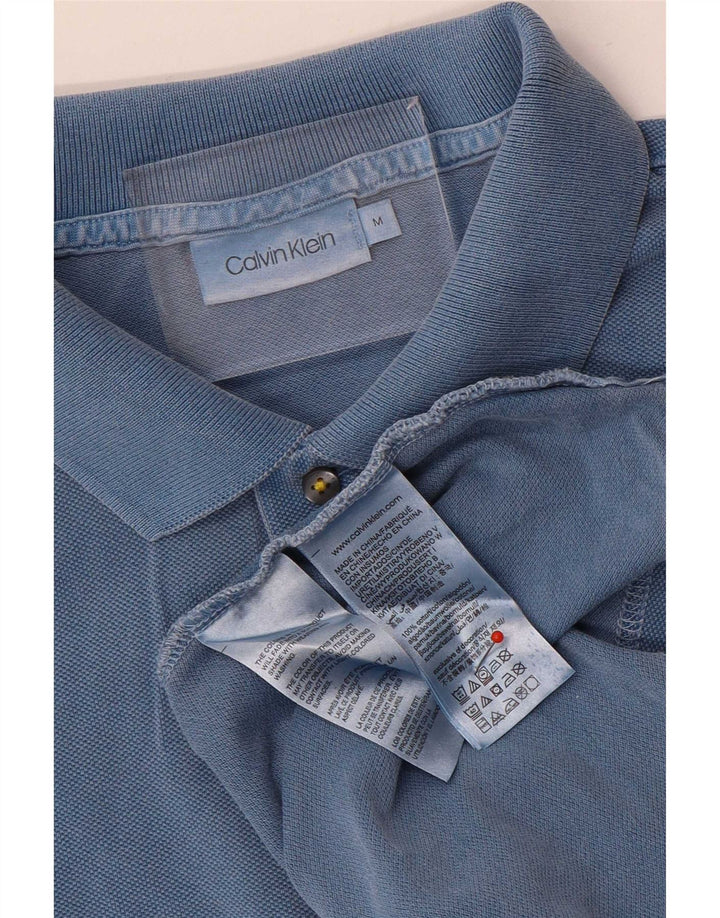 Calvin Klein Mens Polo Shirt Medium Blue Cotton