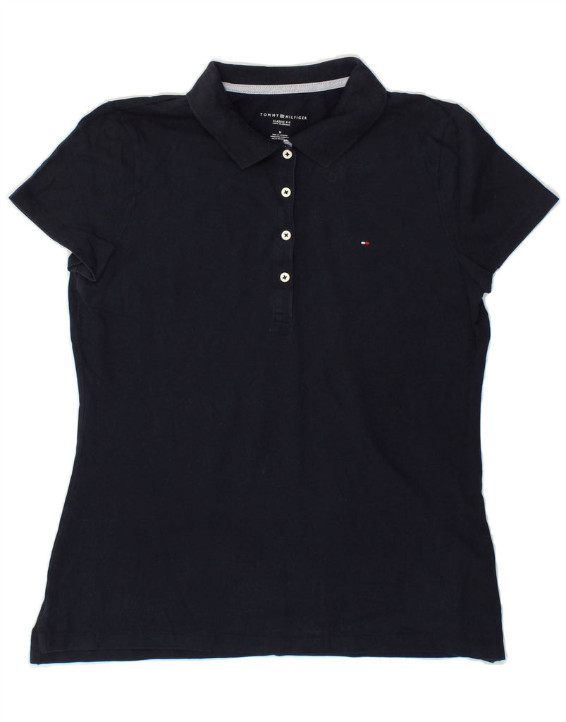 TOMMY HILFIGER Womens Classic Fit Polo Shirt UK 14 Medium Navy Blue Cotton | Vintage Tommy Hilfiger | Thrift | Second-Hand Tommy Hilfiger | Used Clothing | Messina Hembry 