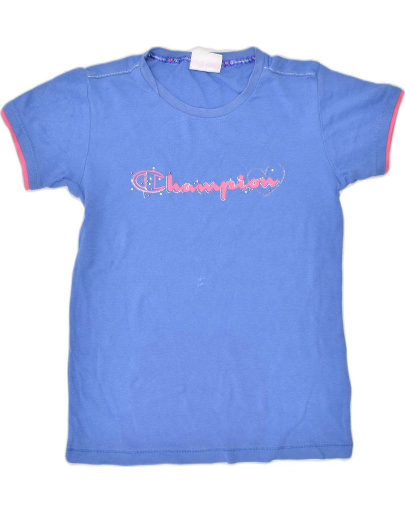 CHAMPION Girls Graphic T-Shirt Top 11-12 Years Large Blue Cotton | Vintage | Thrift | Second-Hand | Used Clothing | Messina Hembry 