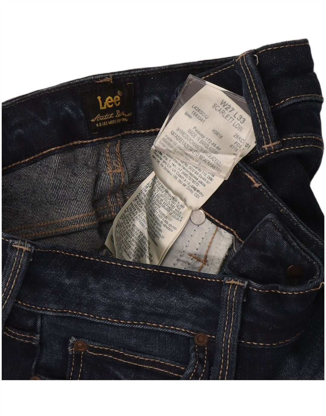 LEE Womens Scarlett Low Skinny Jeans W27 L33 Navy Blue Cotton