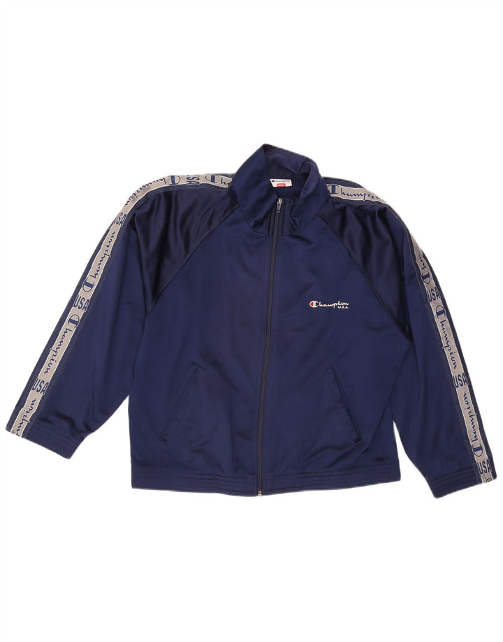 Champion Mens Graphic Tracksuit Top Jacket XS Navy Blue Colourblock