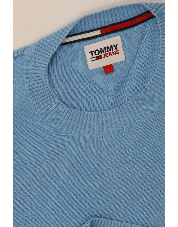 TOMMY HILFIGER Womens Oversized Crew Neck Jumper Sweater UK 16 Large Blue Vintage Tommy Hilfiger and Second-Hand Tommy Hilfiger from Messina Hembry 