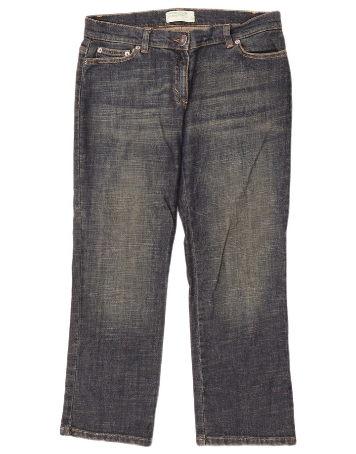 Benetton Womens Cropped Jeans IT 44 Medium W30 L25 Navy Blue Cotton