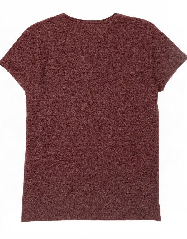 Tommy Hilfiger Mens T-Shirt Top Large Burgundy Flecked Cotton