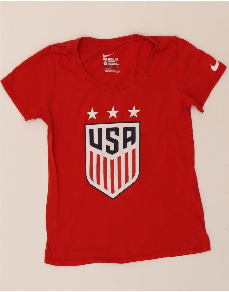 NIKE Womens USA Graphic T-Shirt Top UK 10 Small Red Cotton Vintage Nike and Second-Hand Nike from Messina Hembry 