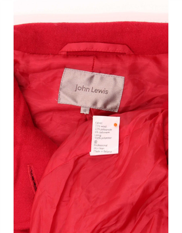 John Lewis Womens Overcoat UK 18 XL Red Wool