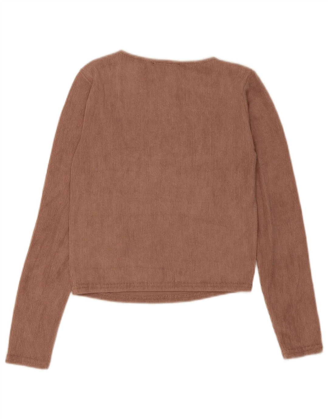 Zara Womens Crop Top Long Sleeve UK 12 Medium Brown Polyester