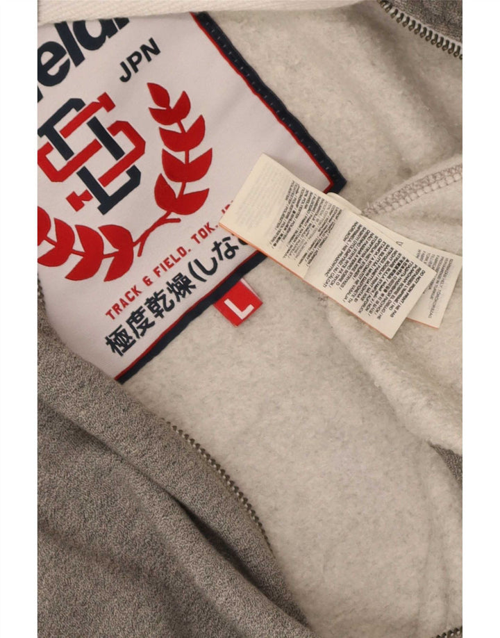 Superdry Mens Graphic Zip Hoodie Sweater Large Grey Cotton
