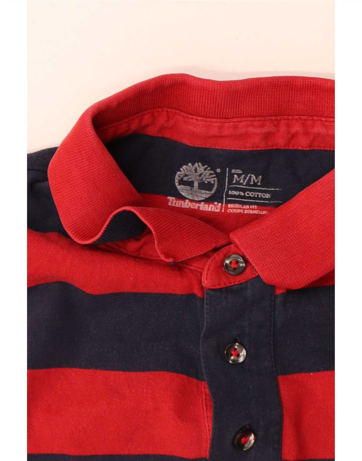 Timberland Mens Polo Shirt Medium Red Striped Cotton