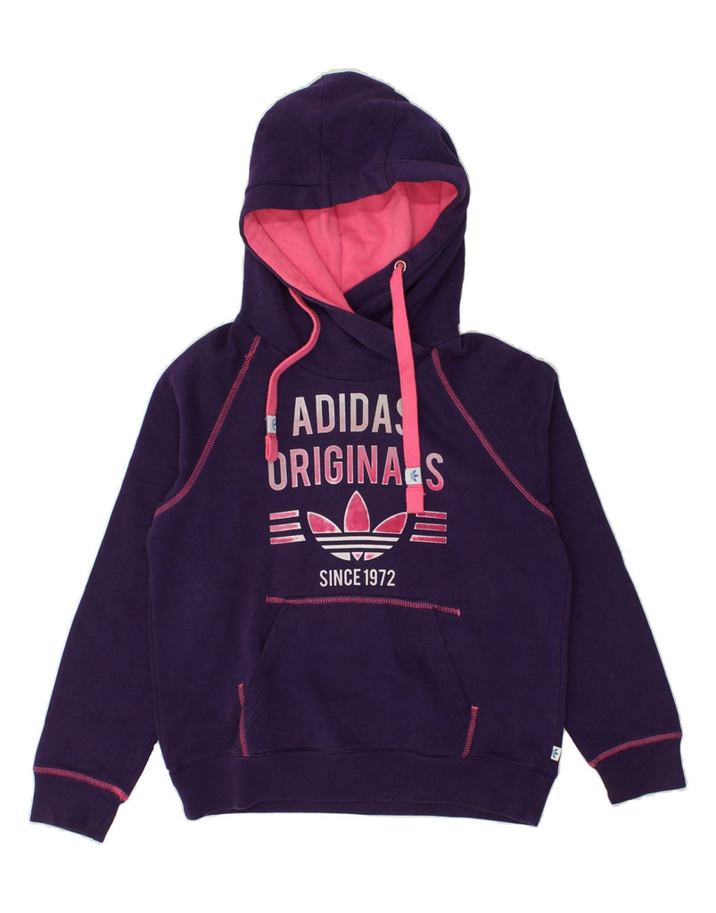 ADIDAS Womens Graphic Hoodie Jumper UK 12 Medium Purple Cotton | Vintage Adidas | Thrift | Second-Hand Adidas | Used Clothing | Messina Hembry 