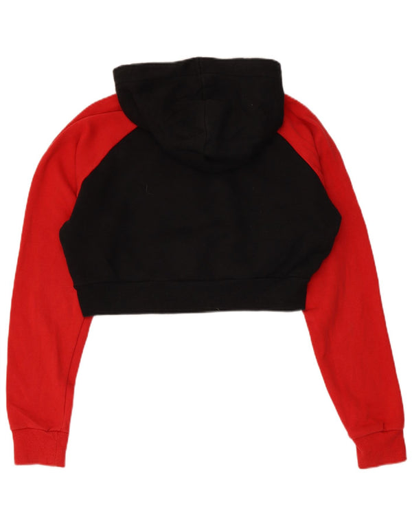 Fila Womens Oversized Crop Hoodie Jumper UK 10 Small Black Colourblock