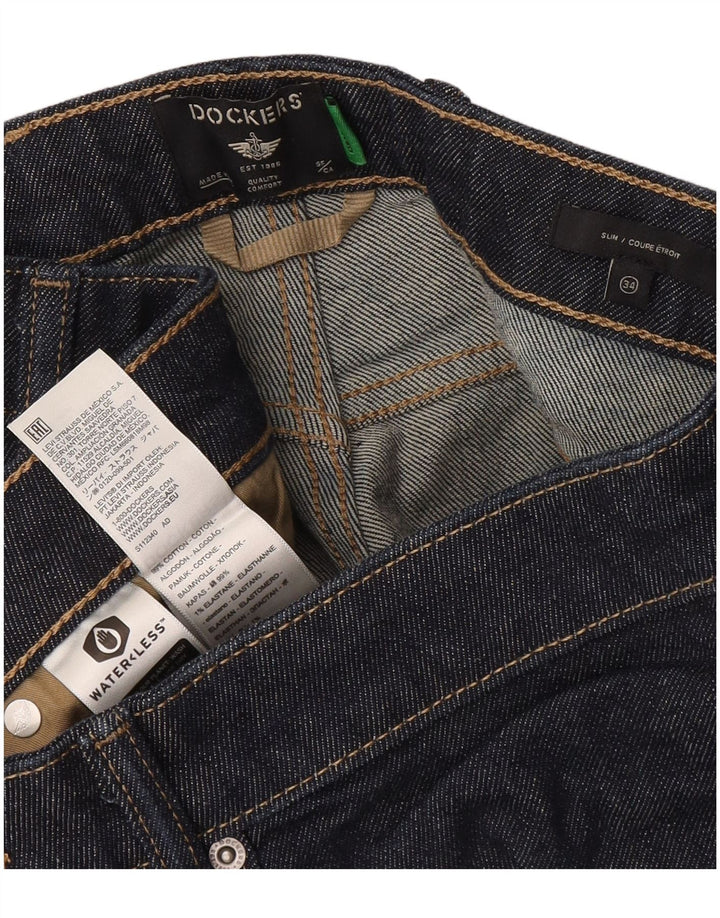Dockers Mens Slim Jeans W34 L32 Navy Blue Cotton