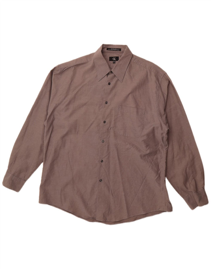 CALVIN KLEIN Mens Shirt Size 16 1/2Large Grey Check Cotton