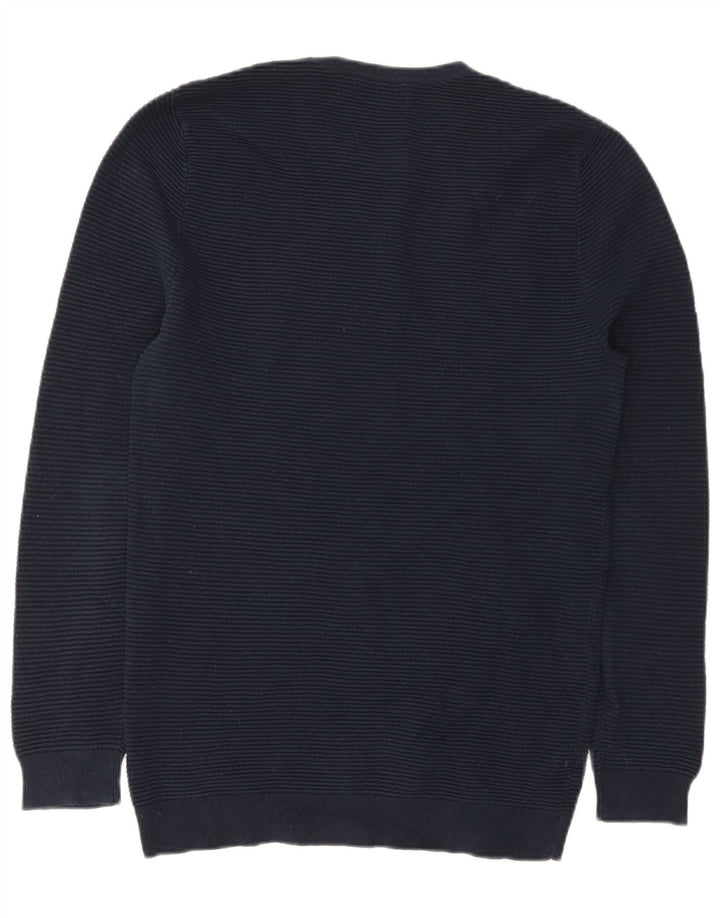 Zara Mens Crew Neck Jumper Sweater Large Navy Blue