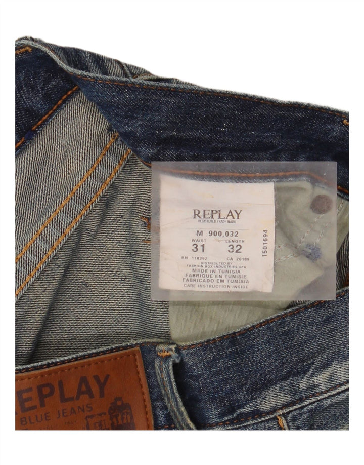 Replay Mens Straight Jeans W31 L32 Blue Cotton