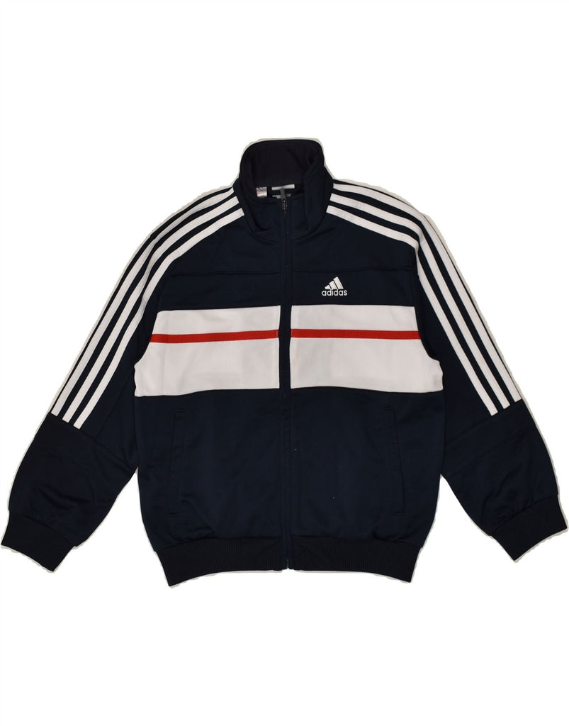 ADIDAS Boys Tracksuit Top Jacket 9-10 Years Medium Navy Blue Polyester | Vintage Adidas | Thrift | Second-Hand Adidas | Used Clothing | Messina Hembry 