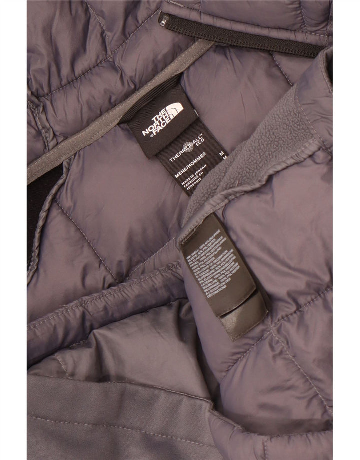 The North Face Mens Hooded Padded Jacket UK 38 Medium Grey Colourblock