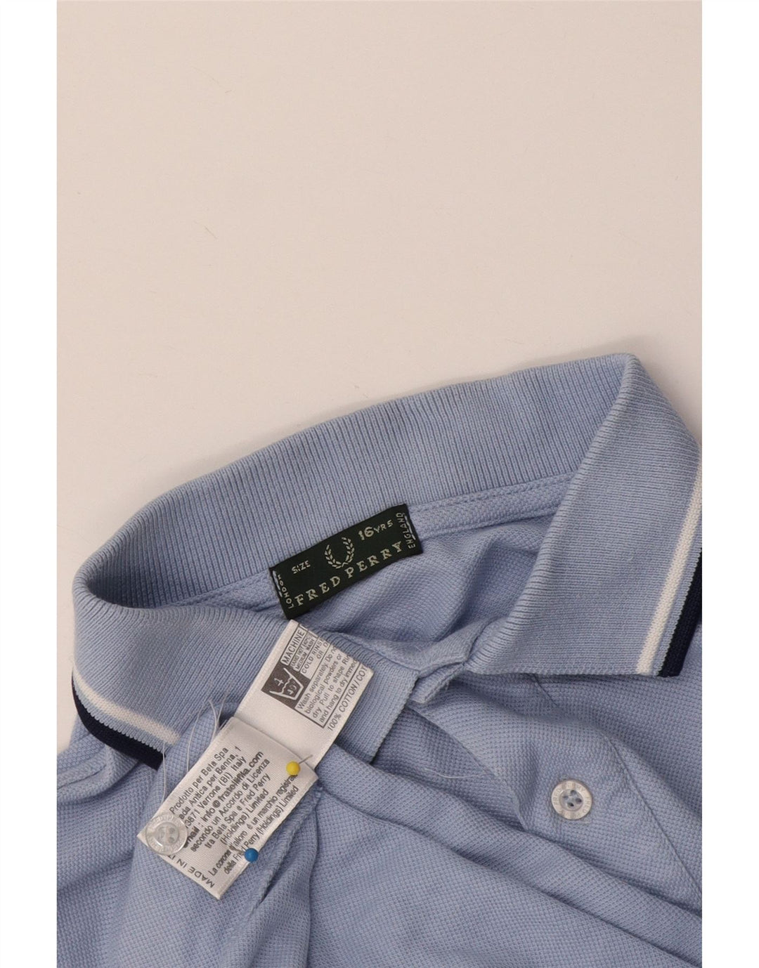 FRED PERRY Boys Polo Shirt 15-16 Years Blue Striped Cotton