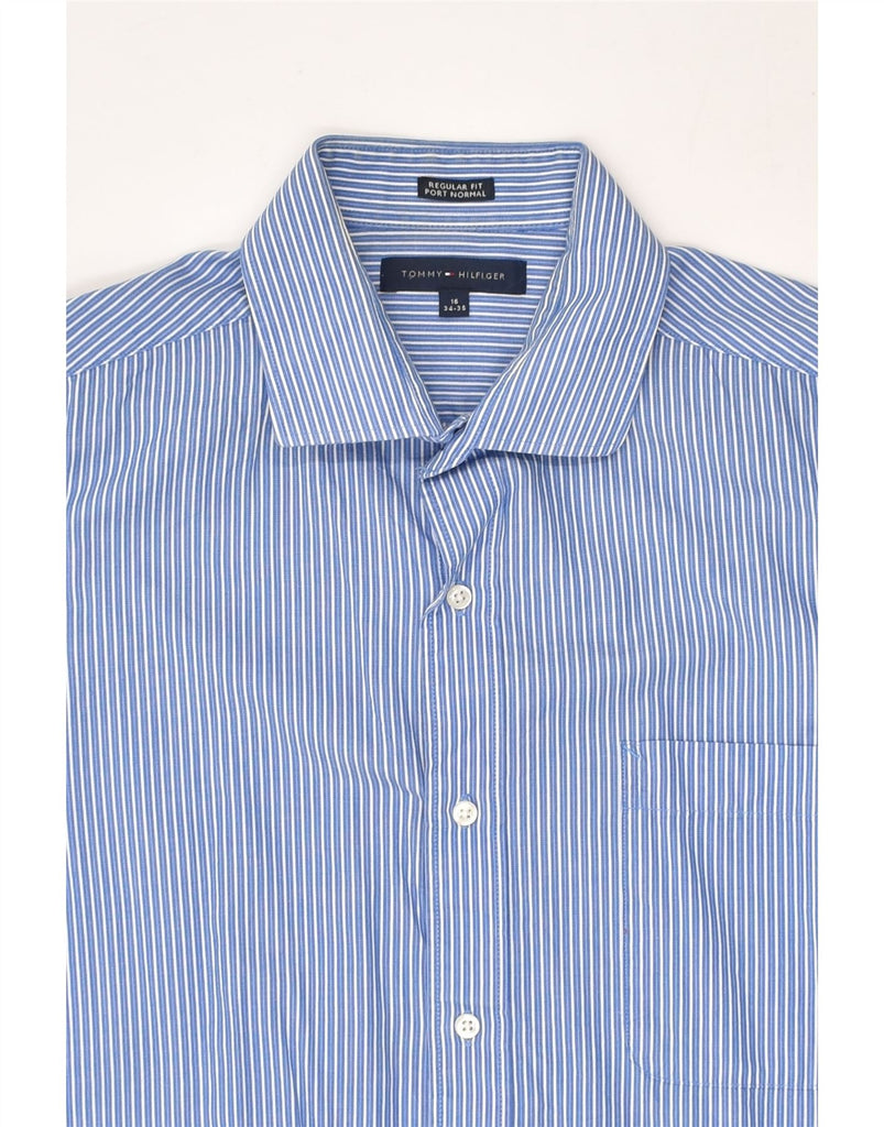 TOMMY HILFIGER Mens Port normal Regular Fit Shirt Size 16 Large Blue | Vintage Tommy Hilfiger | Thrift | Second-Hand Tommy Hilfiger | Used Clothing | Messina Hembry 