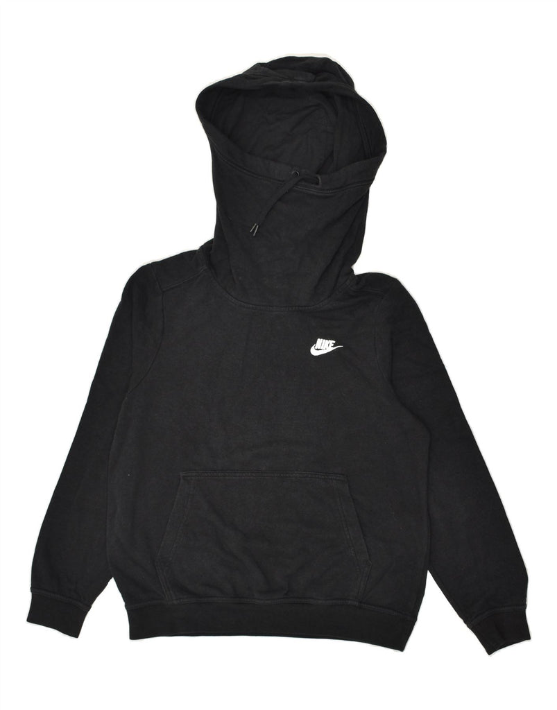 NIKE Womens Hoodie Jumper UK 10 Small Black Cotton | Vintage Nike | Thrift | Second-Hand Nike | Used Clothing | Messina Hembry 