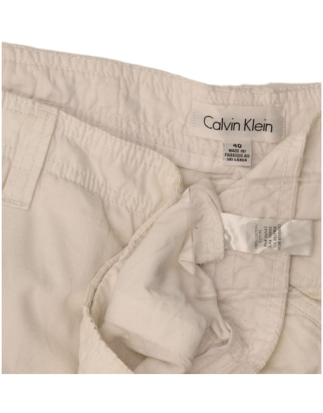 Calvin Klein Mens Cargo Shorts W40 XL White Cotton