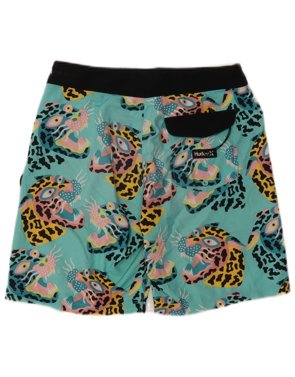 Hurley Womens Graphic Swimming Shorts Small  Turquoise Animal Print