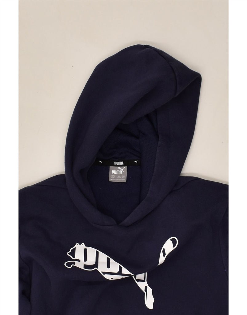 PUMA Boys Graphic Hoodie Jumper 13-14 Years Navy Blue | Vintage Puma | Thrift | Second-Hand Puma | Used Clothing | Messina Hembry 