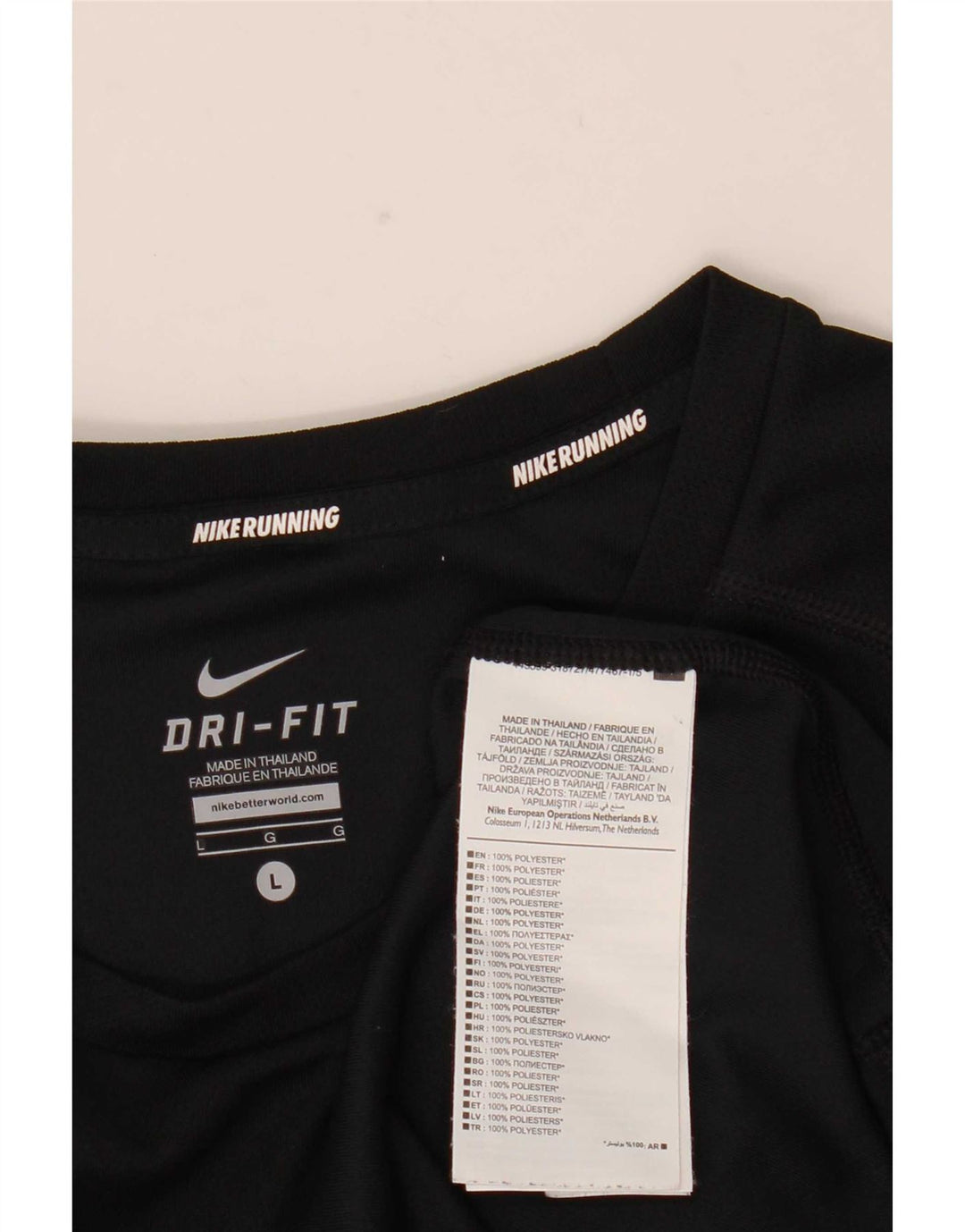 Nike Mens Dri Fit Top Long Sleeve Large Black Polyester