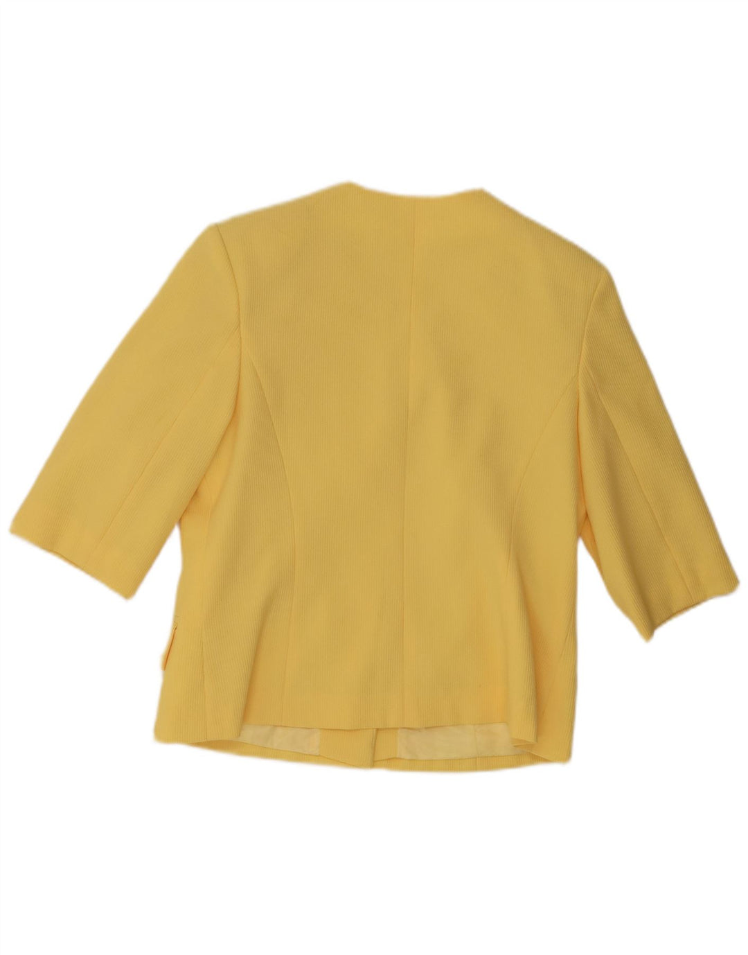 Vintage Womens 4 Button Short Sleeve Blazer Jacket UK 12 Medium Yellow