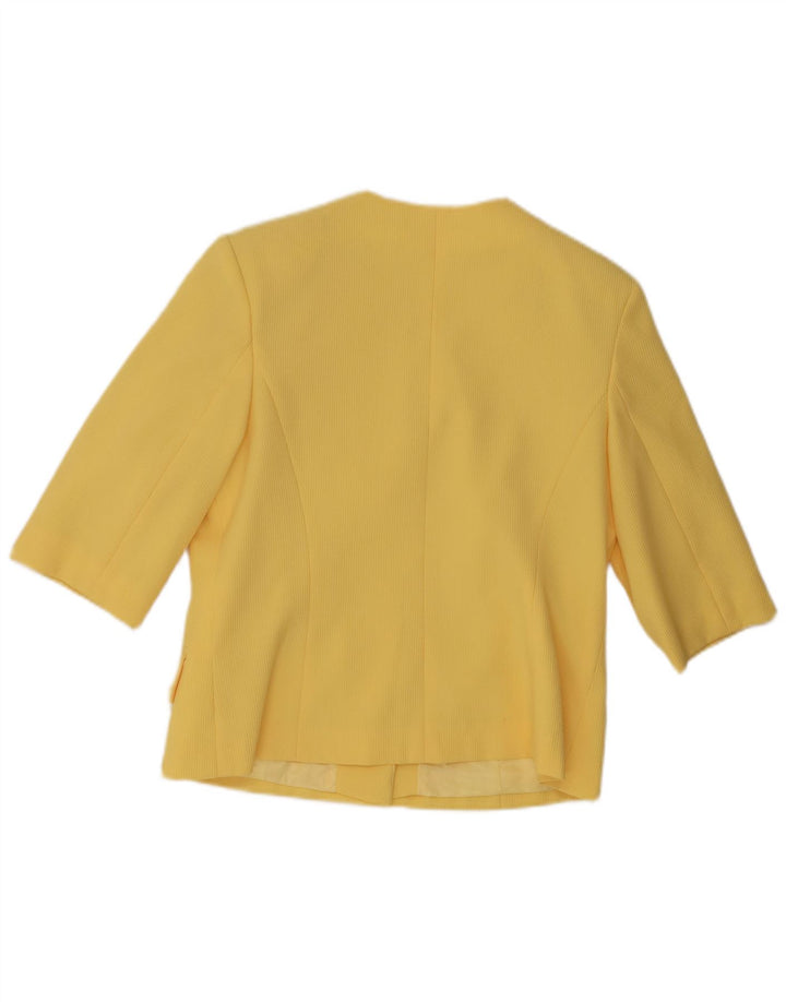 Vintage Womens 4 Button Short Sleeve Blazer Jacket UK 12 Medium Yellow