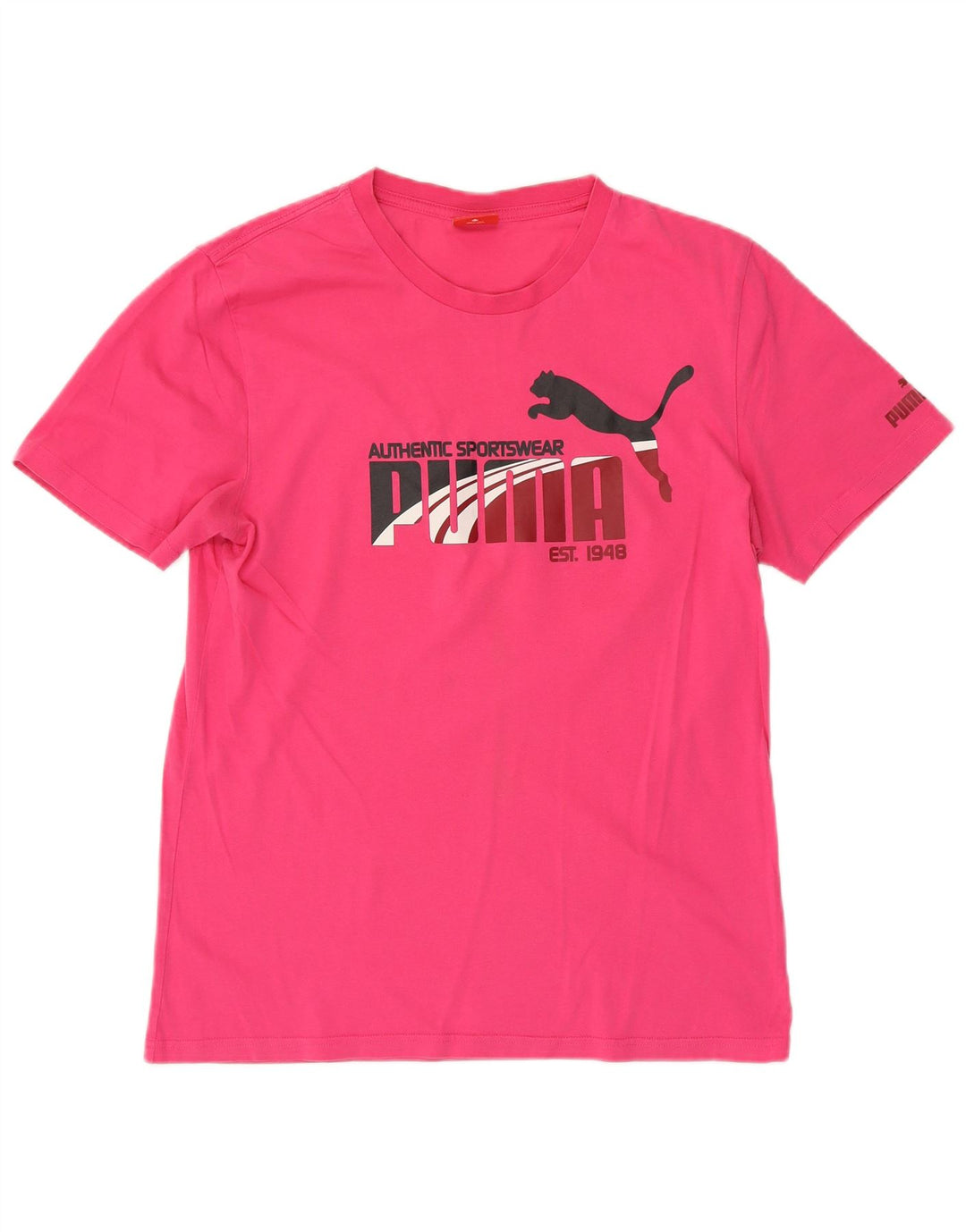 PUMA Mens Graphic T-Shirt Top Medium Pink Cotton