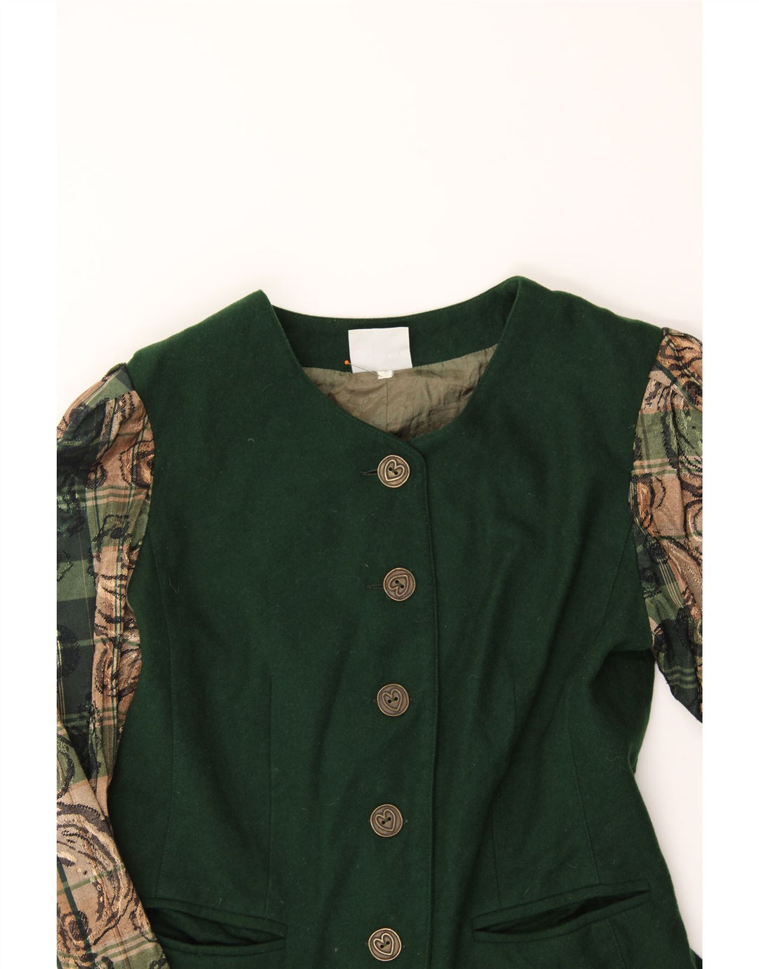 VINTAGE Womens 5 Button Blazer Jacket IT 38 XS Green Check Vintage Vintage and Second-Hand Vintage from Messina Hembry 