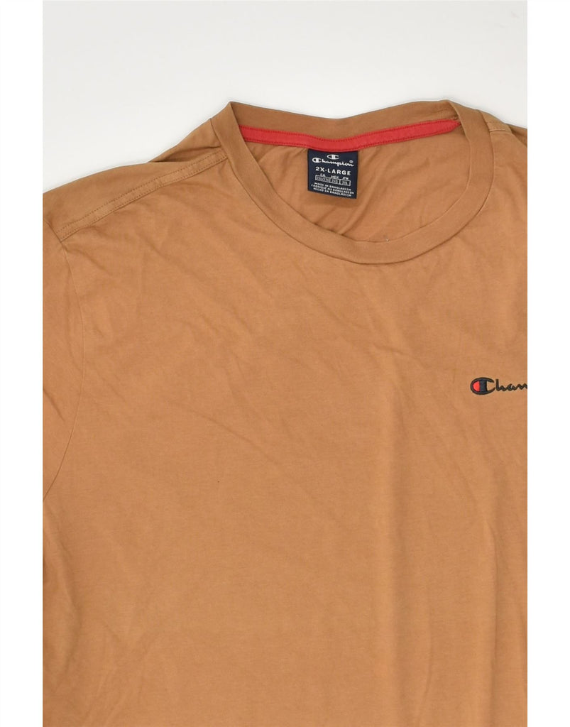 CHAMPION Mens T-Shirt Top 2XL Brown Cotton | Vintage Champion | Thrift | Second-Hand Champion | Used Clothing | Messina Hembry 