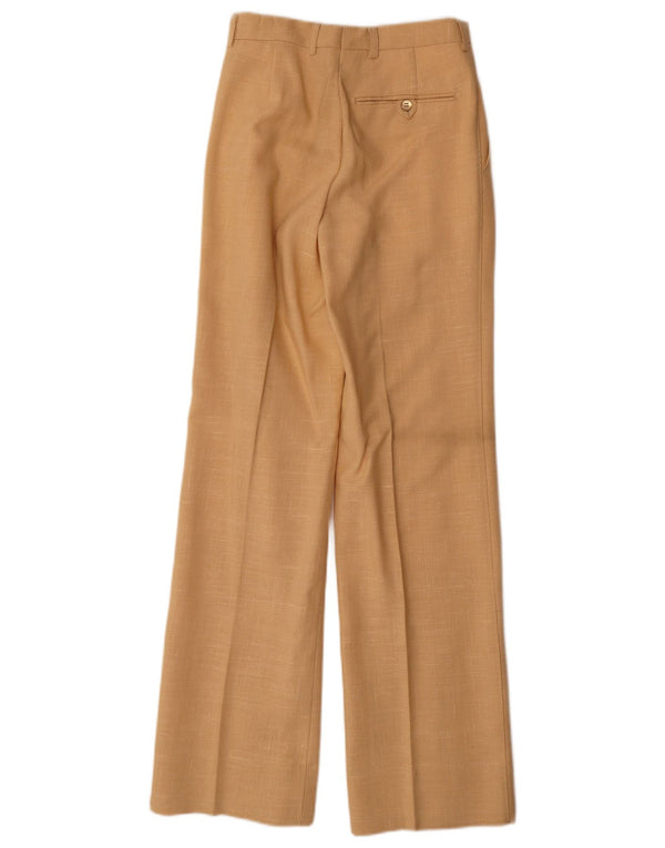 Vintage Mens Wide Leg Casual Trousers W26 L31 Beige Viscose