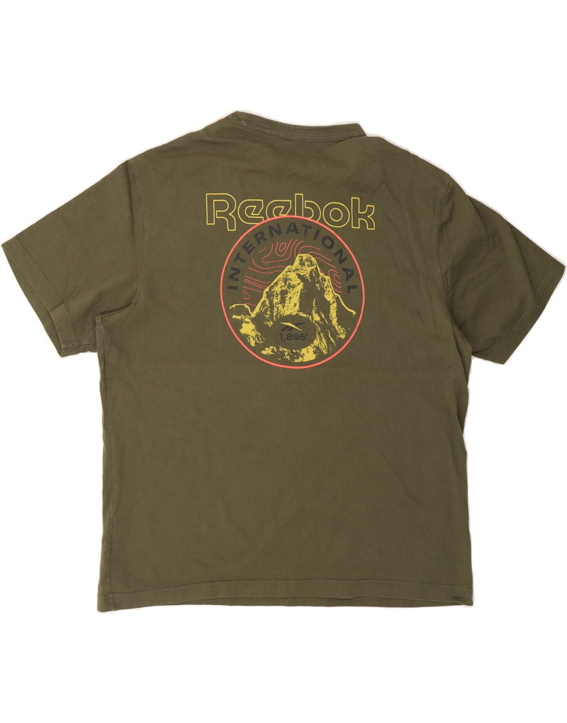 REEBOK Mens Graphic T-Shirt Top Medium Green Cotton Vintage Reebok and Second-Hand Reebok from Messina Hembry 