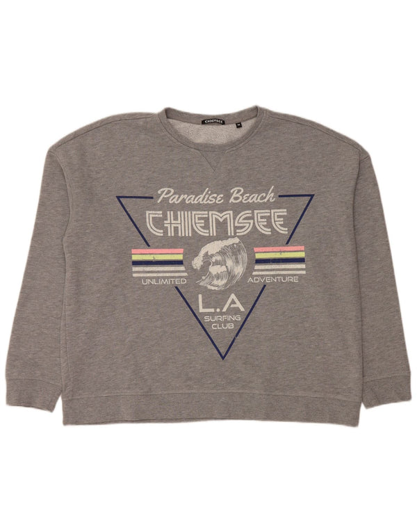 Chiemsee Womens Graphic Sweatshirt Jumper UK 14 Medium Grey Flecked