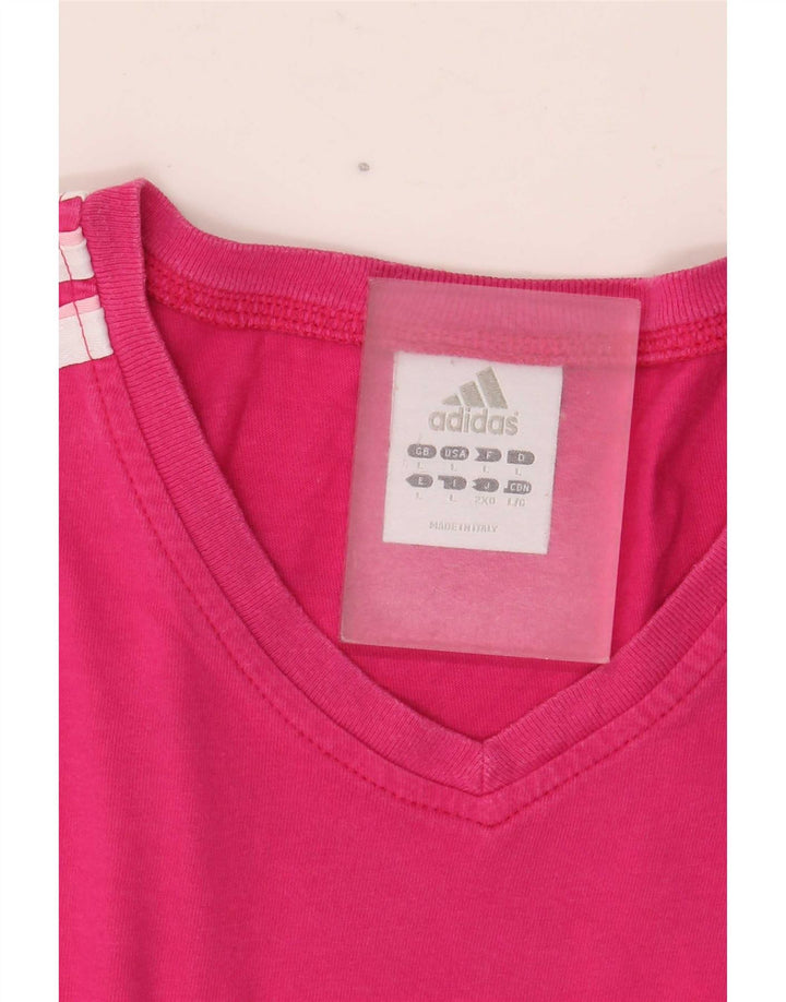 Adidas Womens T-Shirt Top UK 14 Large Pink