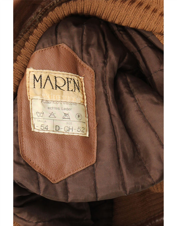 Maren Mens Leather Bomber Jacket IT 54 2XL Brown Leather